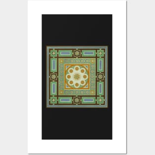 Green Ornate Decorative Tile Posters and Art